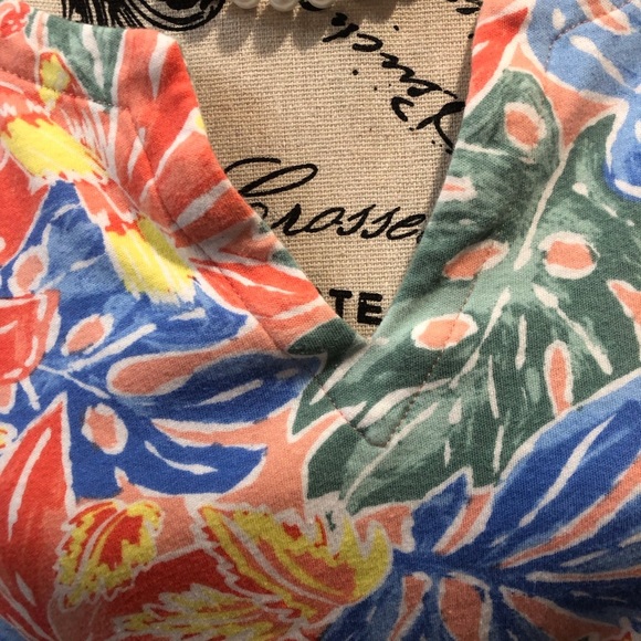 Kim Roger’s 1X Floral Multicolor Women's Top Coastal Beachy V-Neck S/S - Picture 3 of 5